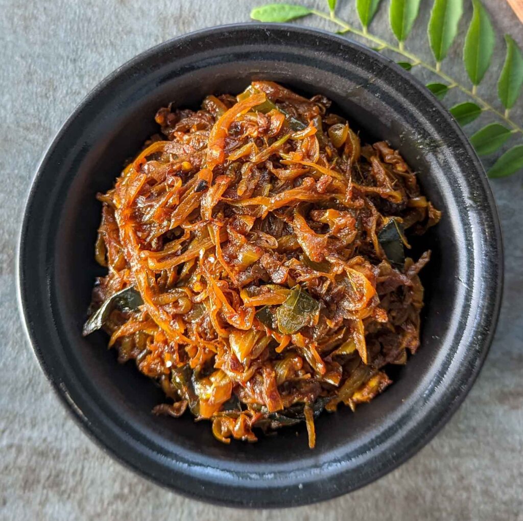 A sweet and spicy caramelized onion relish with hints of chili and tamarind